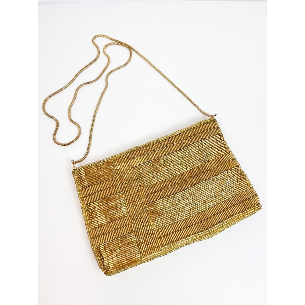Vintage gold beaded Birks purse - evening bag, glam, 50s, 60s, cocktail
